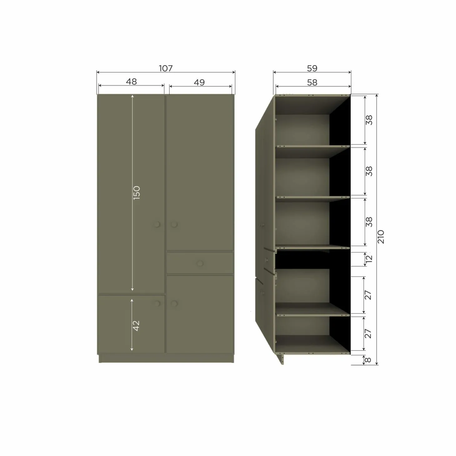 alfie-kledingkast-smal-107-cm-HwRFQMPw-8.webp Clearance WOOOD Alfie Kledingkast Smal 107 Cm Grenen Forest