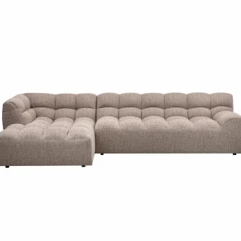 Hot WOOOD Allure Chaise Longue Links Geweven Stof Bruin Melange