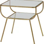 Hot WOOOD Amazing Bijzettafel Metaal/glas Antique Brass