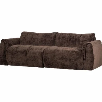 Best WOOOD Baggy 2-zits Bank 3D Chenille Donkerbruin