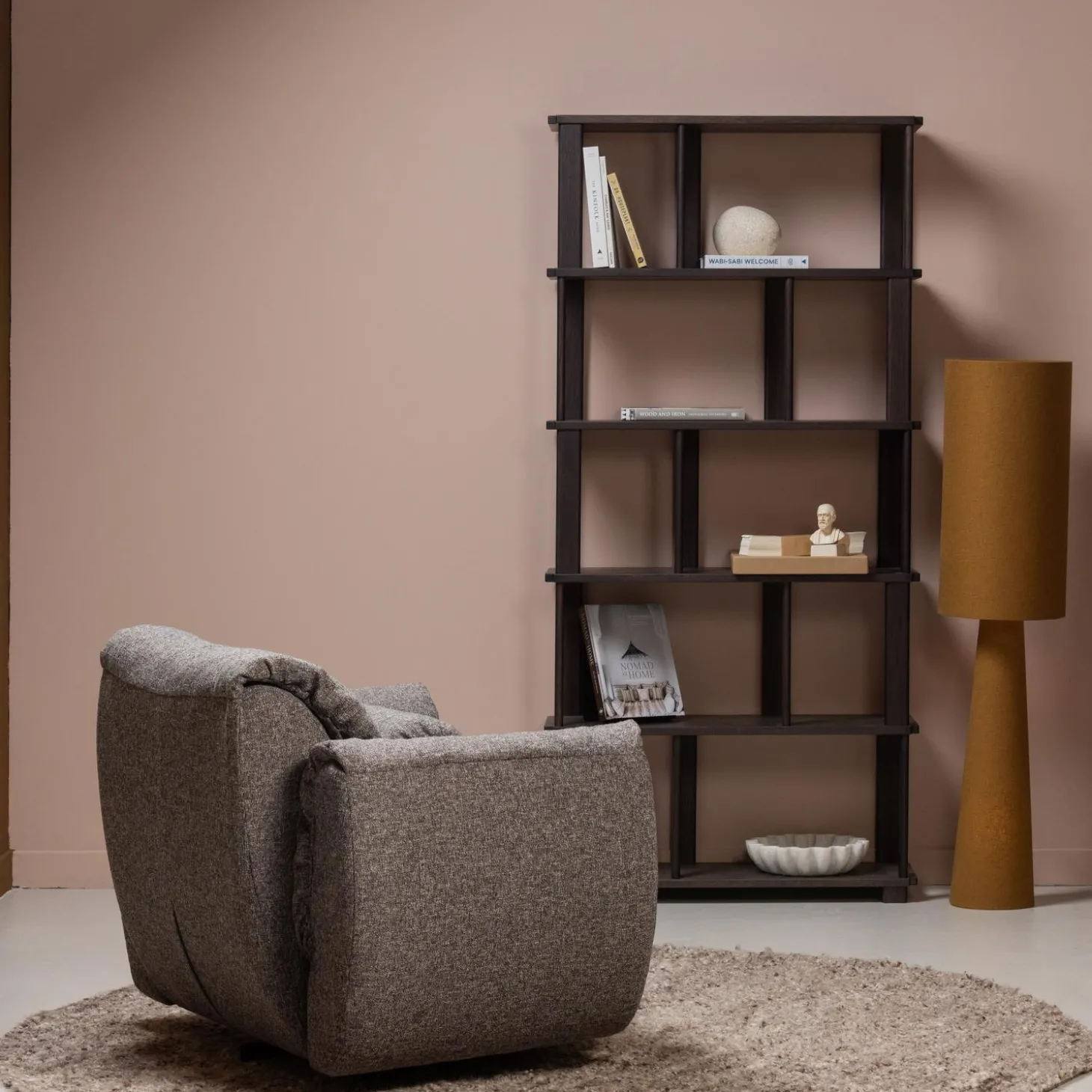 baggy-draaifauteuil-geweven-st-fkuMkUdw-3.webp Outlet WOOOD Baggy Draaifauteuil Geweven Stof Warmgrijs Melange