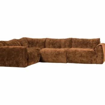 Best WOOOD Baggy Hoekbank Links 3D Chenille Middenbruin