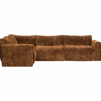 Best WOOOD Baggy Hoekbank Links 3D Chenille Middenbruin