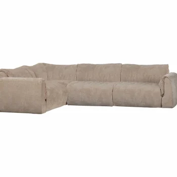 Online WOOOD Baggy Hoekbank Links 3D Chenille Zand