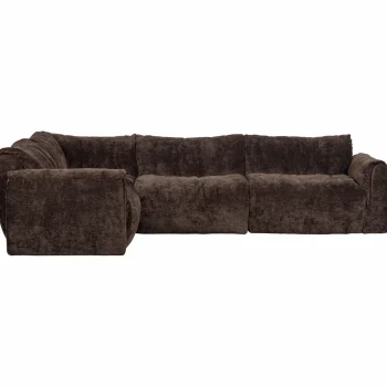 Outlet WOOOD Baggy Hoekbank Links 3D Chenille Donkerbruin