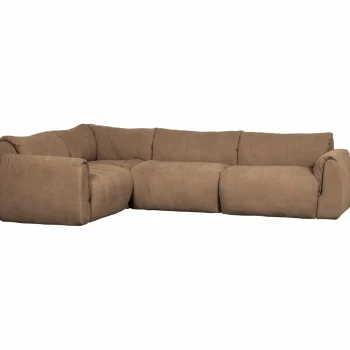 New WOOOD Baggy Hoekbank Links Geweven Chenille Bruin