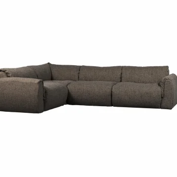 Outlet WOOOD Baggy Hoekbank Links Geweven Stof Warmgrijs Melange Warm Grijs Melange