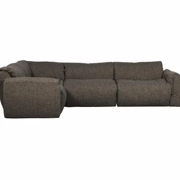 Outlet WOOOD Baggy Hoekbank Links Geweven Stof Warmgrijs Melange Warm Grijs Melange