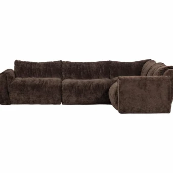 Clearance WOOOD Baggy Hoekbank Rechts 3D Chenille Donkerbruin