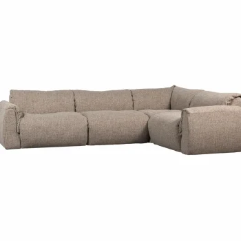 Sale WOOOD Baggy Hoekbank Rechts Geweven Stof Bruin Melange