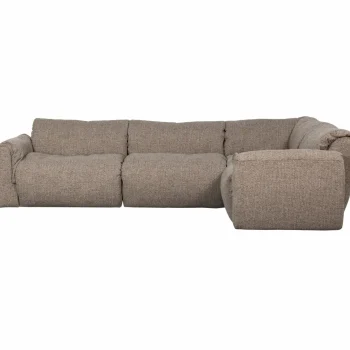 Sale WOOOD Baggy Hoekbank Rechts Geweven Stof Bruin Melange