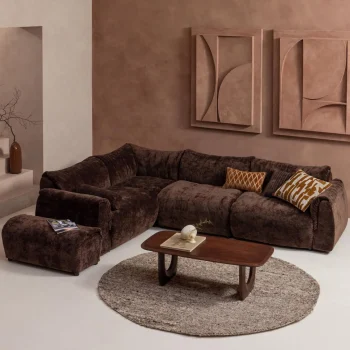 Clearance WOOOD Baggy Hoekelement 3D Chenille Donkerbruin