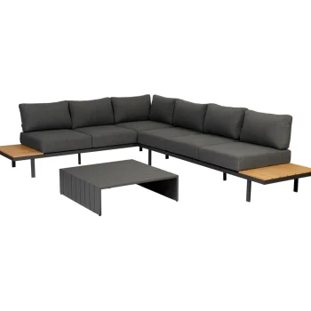 New WOOOD Bari Loungeset Aluminium Polywood Incl. Kussens Donkergrijs