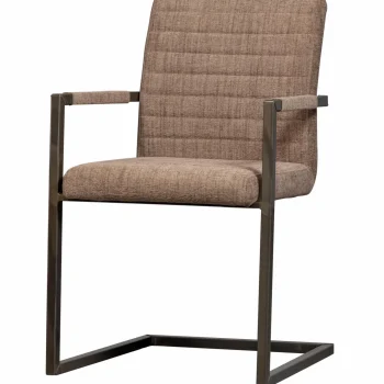 Online WOOOD Bas Eetkamerstoel Geweven Stof Bruin Melange