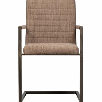 Online WOOOD Bas Eetkamerstoel Geweven Stof Bruin Melange