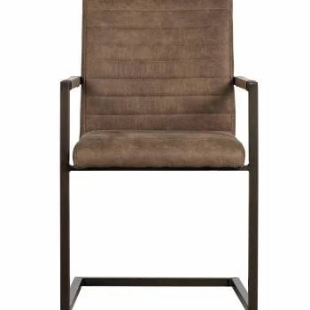 Fashion WOOOD Bas Eetkamerstoel Leerlook Taupe