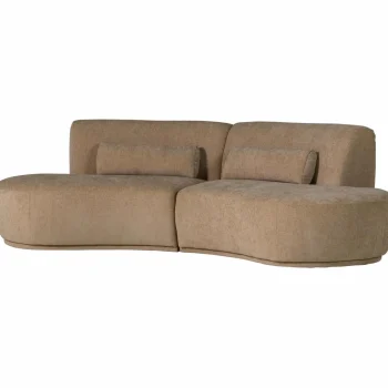 Best WOOOD Batavier Half Ronde Bank 4-zits Velvet Melange Lichtbruin Lichtbruin Melange