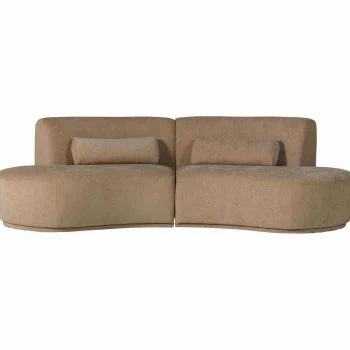 Best WOOOD Batavier Half Ronde Bank 4-zits Velvet Melange Lichtbruin Lichtbruin Melange