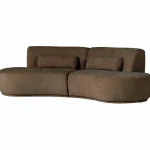 New WOOOD Batavier Half Ronde Bank 4-zits Velvet Melange Bruin Bruin Melange