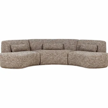 Fashion WOOOD Batavier Half Ronde Bank 6-zits Lichtbruin Melange