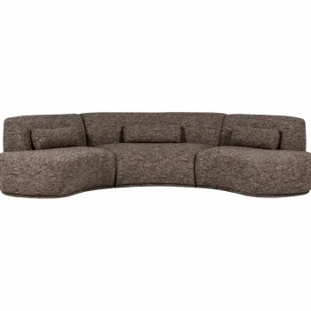 Hot WOOOD Batavier Half Ronde Bank 6-zits Bruin Melange