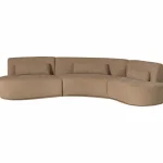 Hot WOOOD Batavier Half Ronde Bank 6-zits Velvet Melange Lichtbruin Lichtbruin Melange