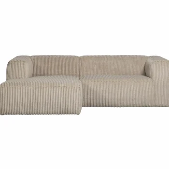 Fashion WOOOD Bean Chaise Longue Bank Links Ribstof Travertin