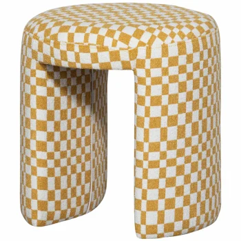 Online WOOOD Charlie Gestoffeerde Kruk Ruit Dessin Geel