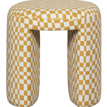 Online WOOOD Charlie Gestoffeerde Kruk Ruit Dessin Geel