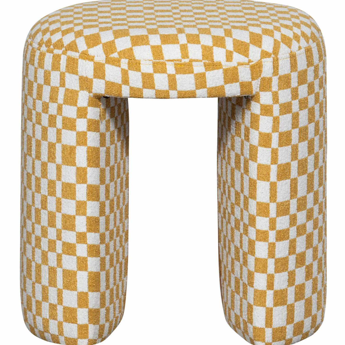 charlie-gestoffeerde-kruk-ruit-nWkWOwkJ-1.webp Online WOOOD Charlie Gestoffeerde Kruk Ruit Dessin Geel