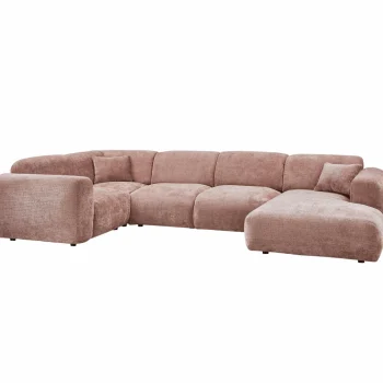 Best WOOOD Cloud Hoekbank Links Geweven Chenille /roze Taupe
