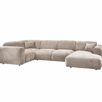 Outlet WOOOD Cloud Hoekbank Links Geweven Chenille Naturel