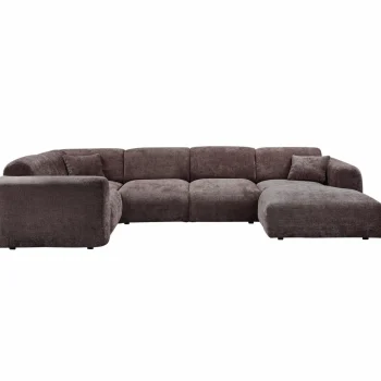 Discount WOOOD Cloud Hoekbank Links Geweven Chenille Warm Bruin