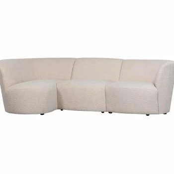 Discount WOOOD Coco 3-zits Bank Ronding Links Bouclé Crème