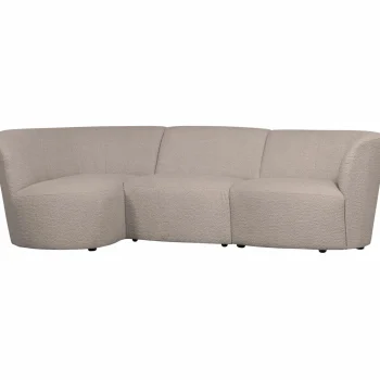 Sale WOOOD Coco 3-zits Bank Ronding Links Bouclé Zand