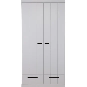 New WOOOD Connect 2-deurs Kledingkast + Lade Betongrijs