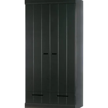 Fashion WOOOD Connect 2-deurs Kledingkast + Lade Zwart