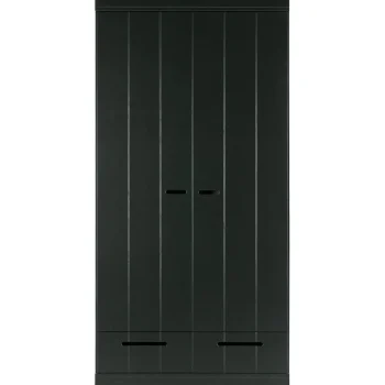 Fashion WOOOD Connect 2-deurs Kledingkast + Lade Zwart