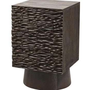 Online WOOOD Crumble Carved Nachtkastje Met Lades Mango Hout Walnoot