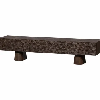 Fashion WOOOD Crumble Carved Tv Meubel Mango Hout Walnoot