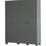 New WOOOD Dennis 3-deurs Kast Grenen Steel Grey Geborsteld Staalgrijs