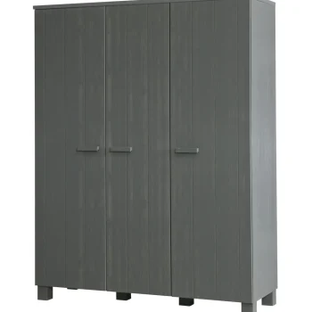 New WOOOD Dennis 3-deurs Kast Grenen Steel Grey Geborsteld Staalgrijs