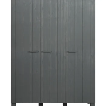 New WOOOD Dennis 3-deurs Kast Grenen Steel Grey Geborsteld Staalgrijs
