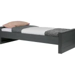 Clearance WOOOD Dennis Bed 90x200 Cm Grenen Steel Grey Geborsteld Staalgrijs