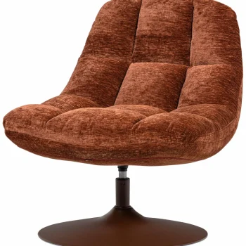 Clearance WOOOD Elvi Draaifauteuil Chenille Structuur Roestbruin