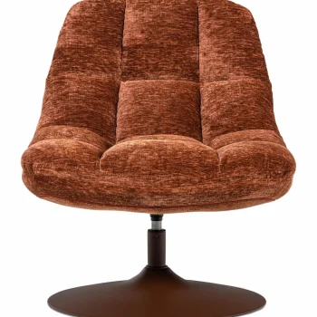 Clearance WOOOD Elvi Draaifauteuil Chenille Structuur Roestbruin