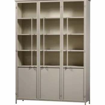 New WOOOD Exhibit XL 3-deurs Vitrinekast Metaal Zand