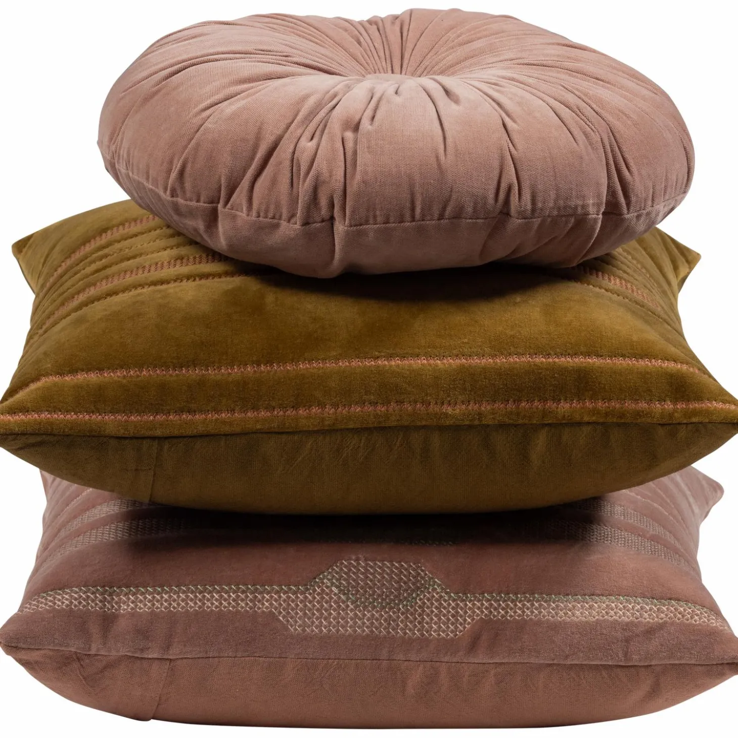 feis-kussens-velvet-rozenature-heHmNdEp-1.webp Discount WOOOD Feis Kussens Velvet Roze/naturel - Set Van 3