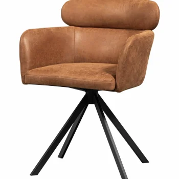 Online WOOOD Fenne Draaibare Eetkamerstoel Leerlook Cognac