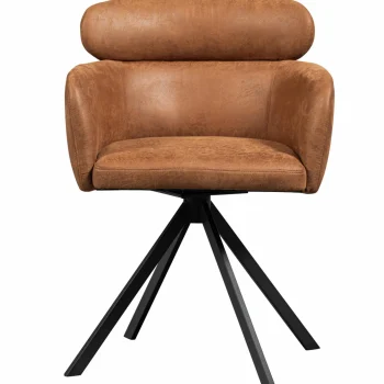 Online WOOOD Fenne Draaibare Eetkamerstoel Leerlook Cognac